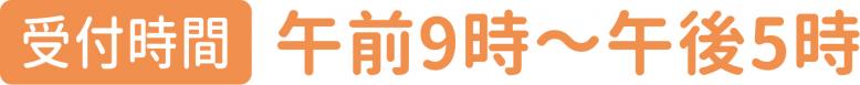 受付時間は午前9時から午後5時になります