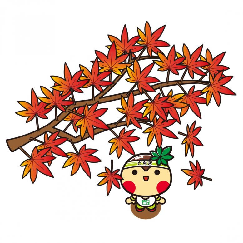 紅葉をながめるとちまるくん