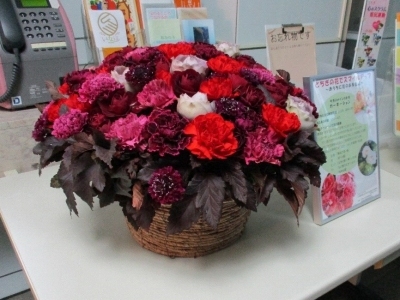 矢板市生涯学習館の11月の飾花の様子