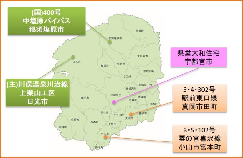 平成27年度県土整備部事後評価実施位置図