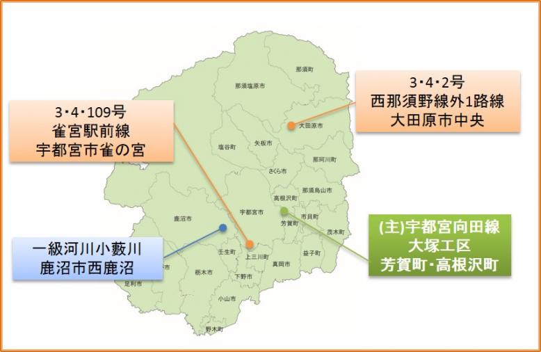 平成27年度県土整備部再評価実施位置図