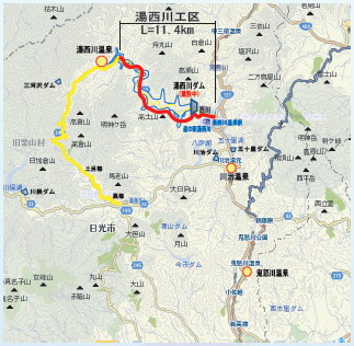 湯西川工区の位置図