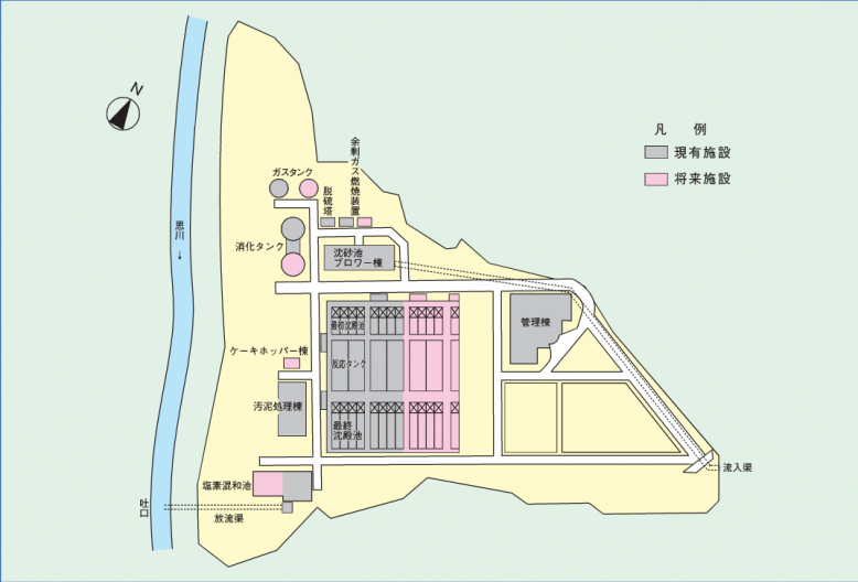 渡良瀬川下流流域下水道（思川処理区）＿浄化センター平面図