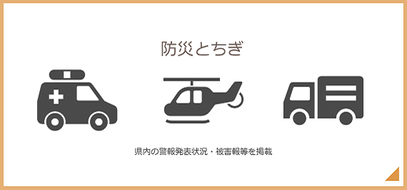 防災とちぎ 県内の警報発表状況、被害報等を掲載